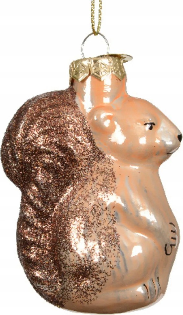 Üveggömb vörös mókus 7,5cm