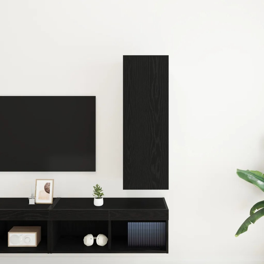 Fali TV Szekrény Fekete Tölgyben - 30,5 x 30 x 90 cm, Jó Minőségű Fából Készült