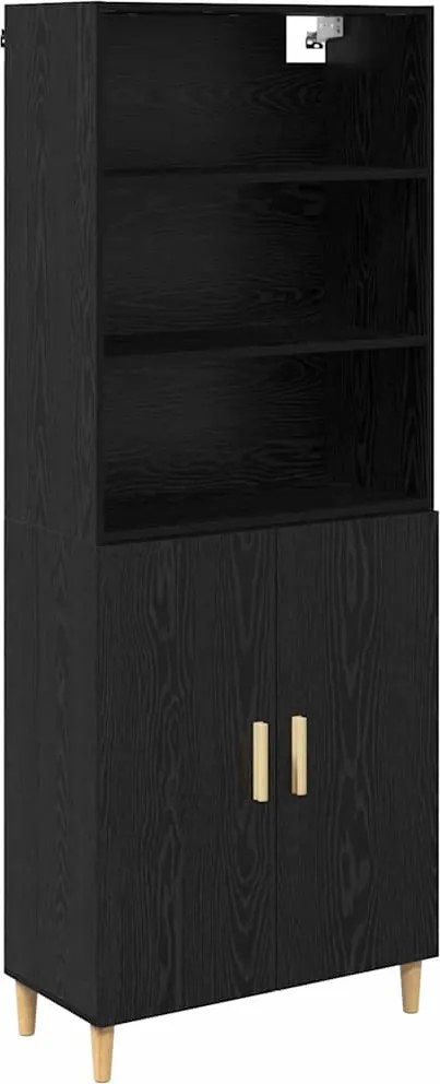 vidaXL Magasfiú Fekete tölgy 69,5 x 32,5 x 180 cm Faanyag