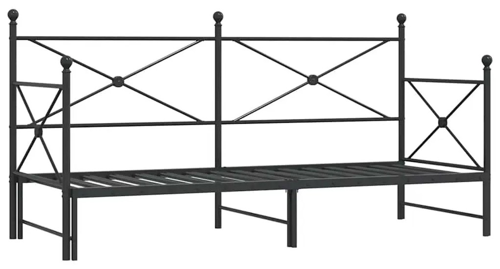 kihúzható kanapéágy matrac nélkül fekete 80x200 cm acél