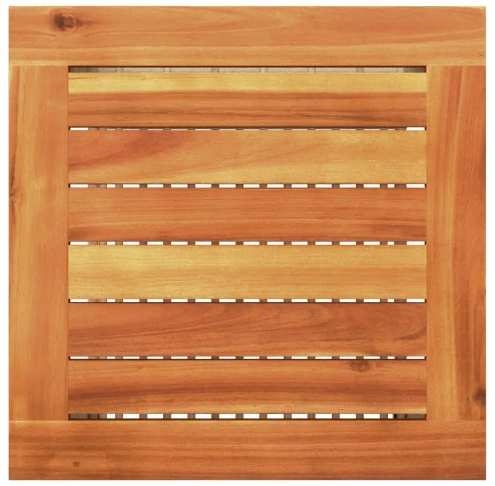 bézs polyrattan és akácfa kerti asztal 40 x 40 x 42 cm