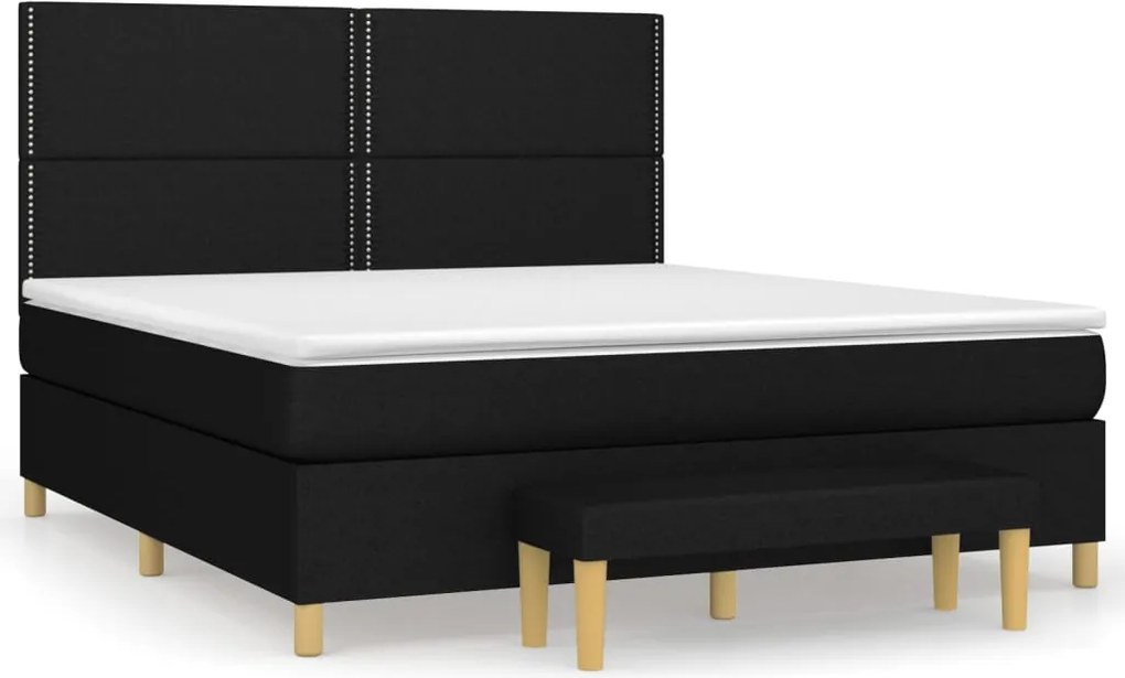 vidaXL fekete szövet rugós ágy matraccal 180 x 200 cm