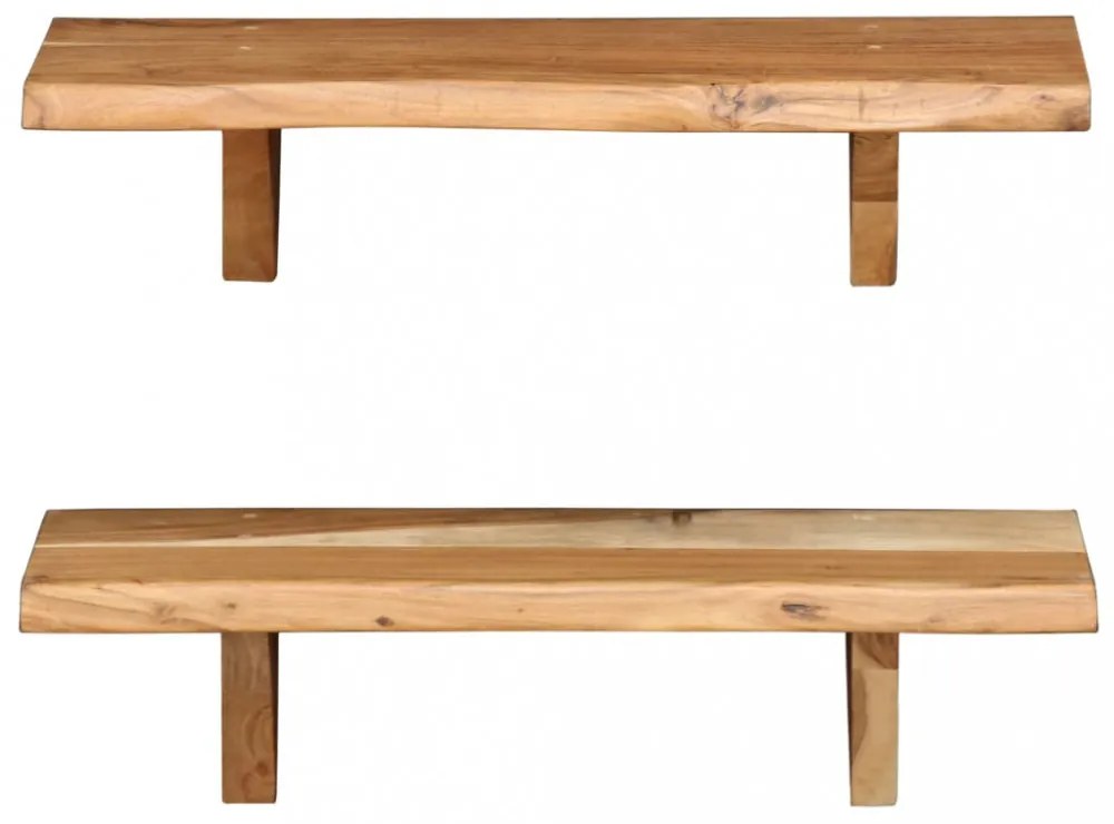 2 db tömör akácfa fali polc 60x20x18 cm
