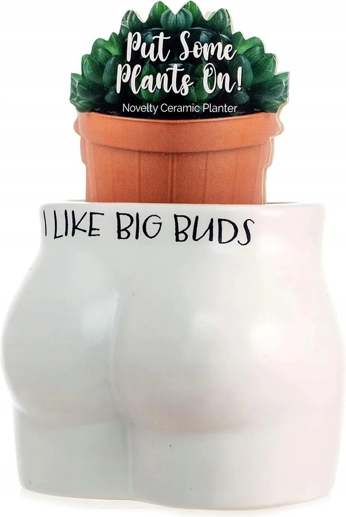 Növénytartó Kaspó 10 CM Humorral „I Like Big Buds” Ajándék A Ház Úrnőjének