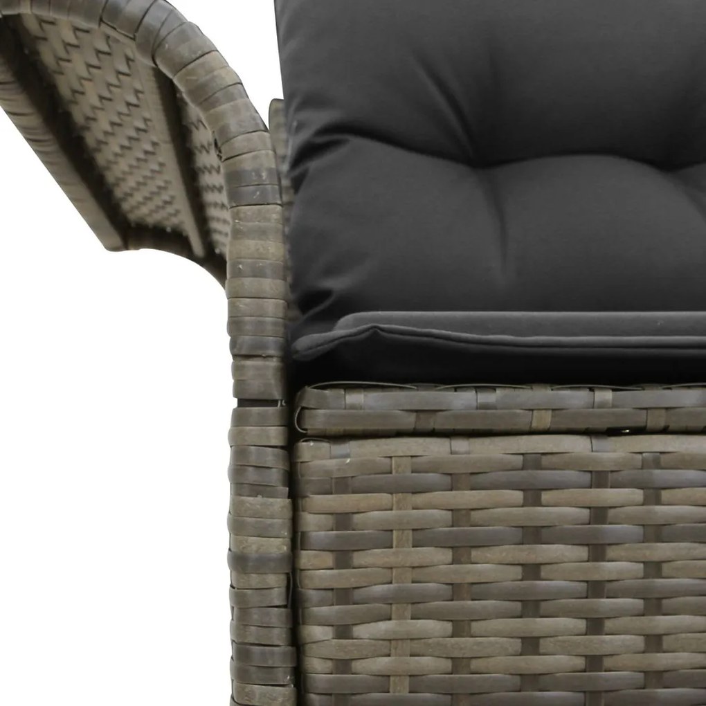 2-Fős Kerti Kanapé Tárolóval és Párnákkal Szürke Poly Rattan