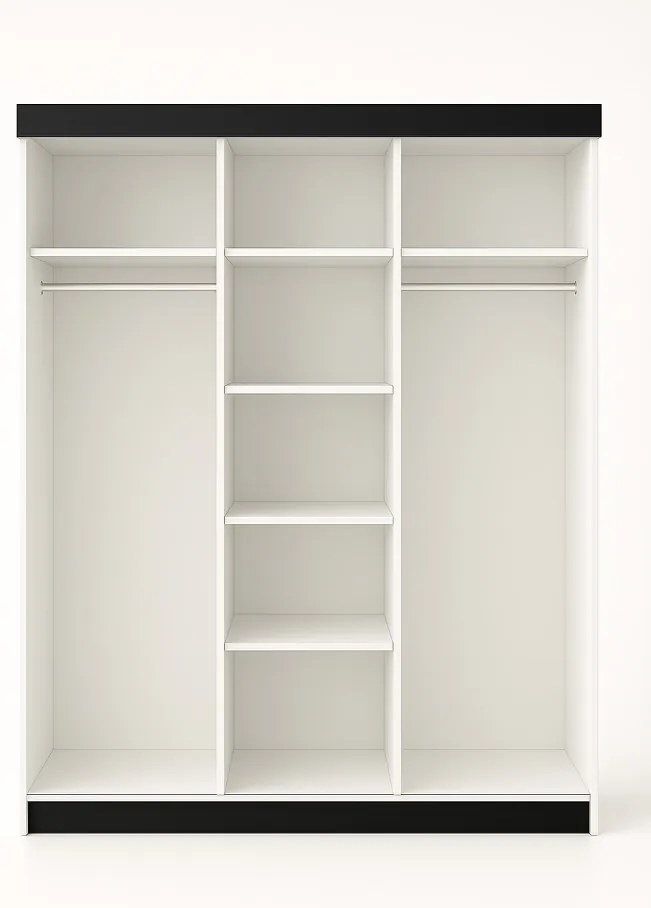 Bill 2 200 Tolóajtós Szekrény 200cm, Grafit-Fehér