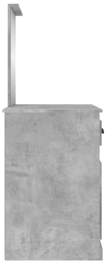 betonszürke szerelt fa fésülködő asztal tükörrel 90x50x132,5 cm
