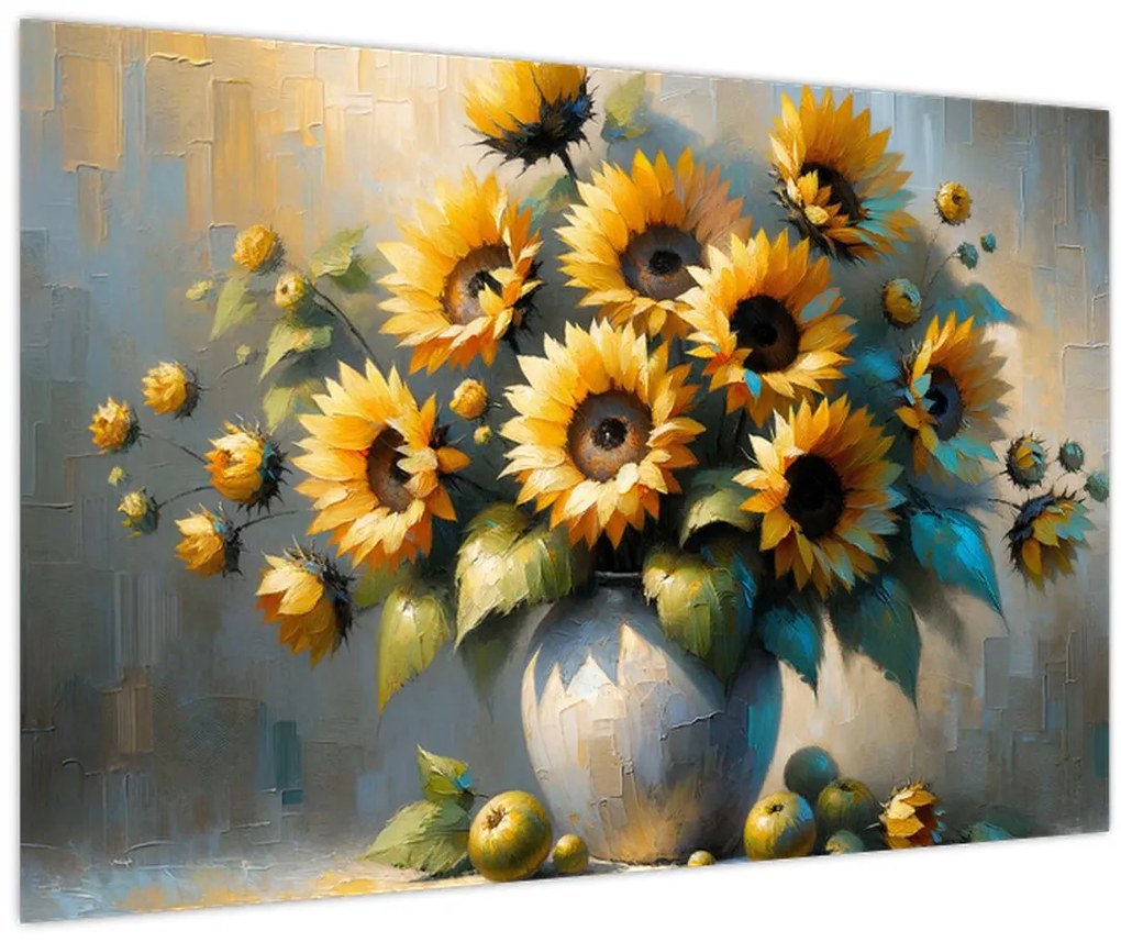 Kép – Napraforgós váza (90x60 cm)