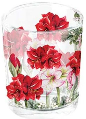 Üveg mécsestartó 5,5x6 cm Karácsonyi Amarillisz