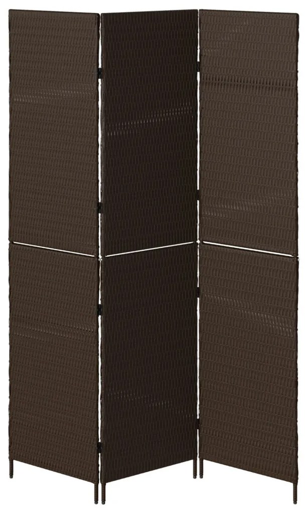 Szobai Elválasztó 3 Paneles Összecsukható Barna 146x180 cm Poly Rattan