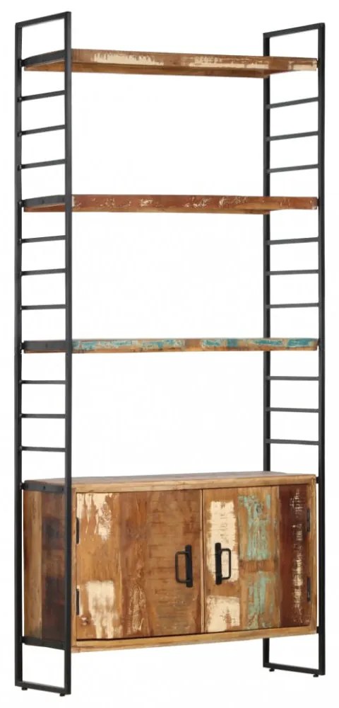 4 szintes tömör újrahasznosított fa könyvespolc 80x30x180 cm