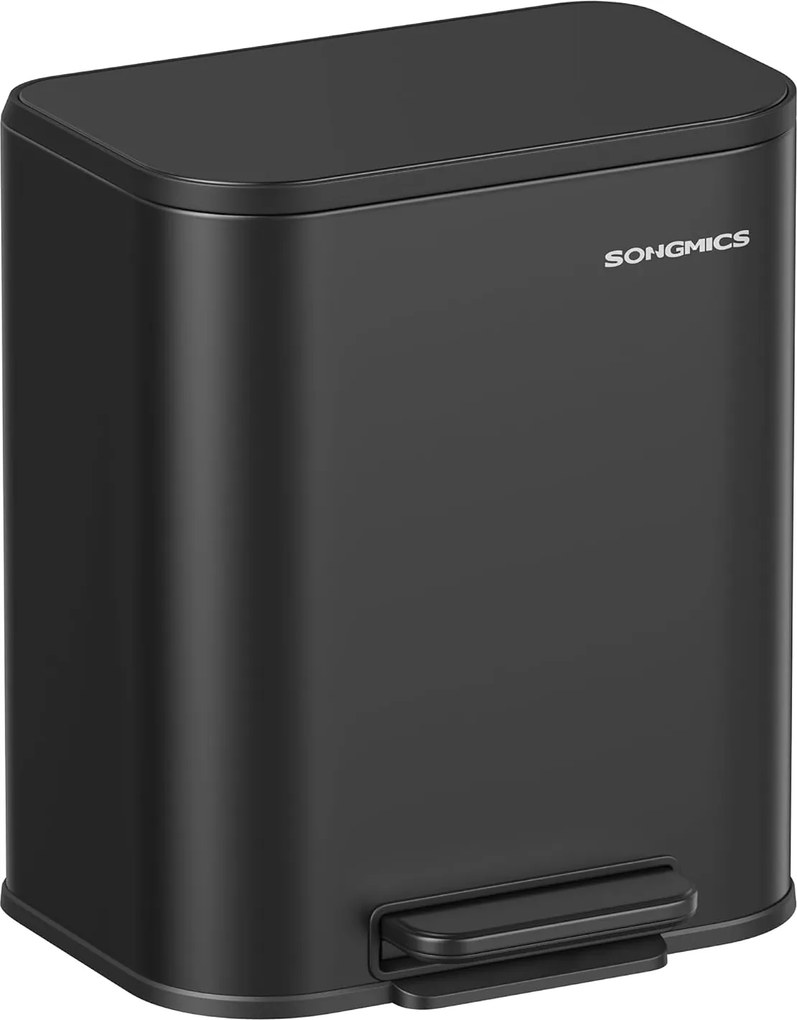 Konyhai pedálos szemetes, 20 literes acél kuka, tintafekete