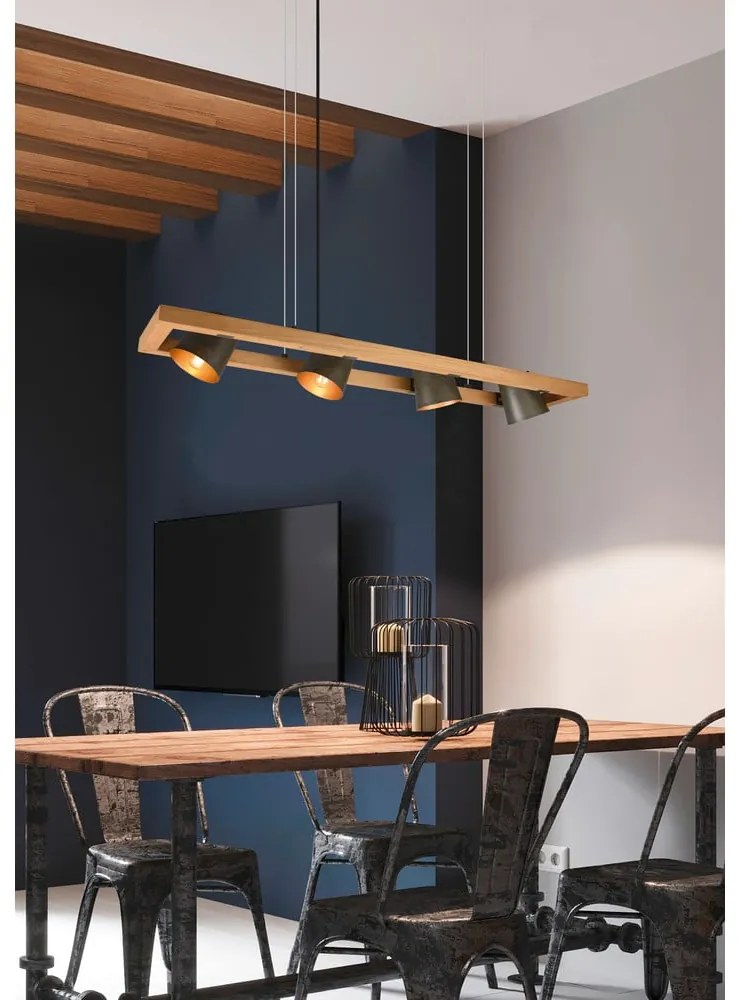 Szürke-natúr színű függőlámpa Bell – Trio