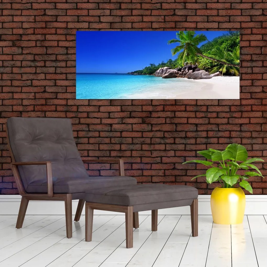 Kép a strandról a Praslin szigeten (120x50 cm)