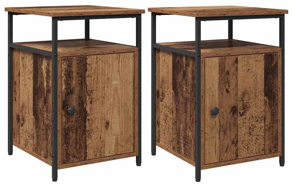 Éjjeliszekrény 2 pcs Öreg fa Faanyag