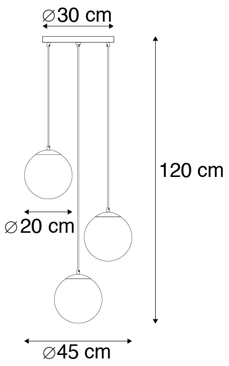 Okos függőlámpa sárgaréz, 3 WiFi ST64-gyel, kék üveggel - Pallon