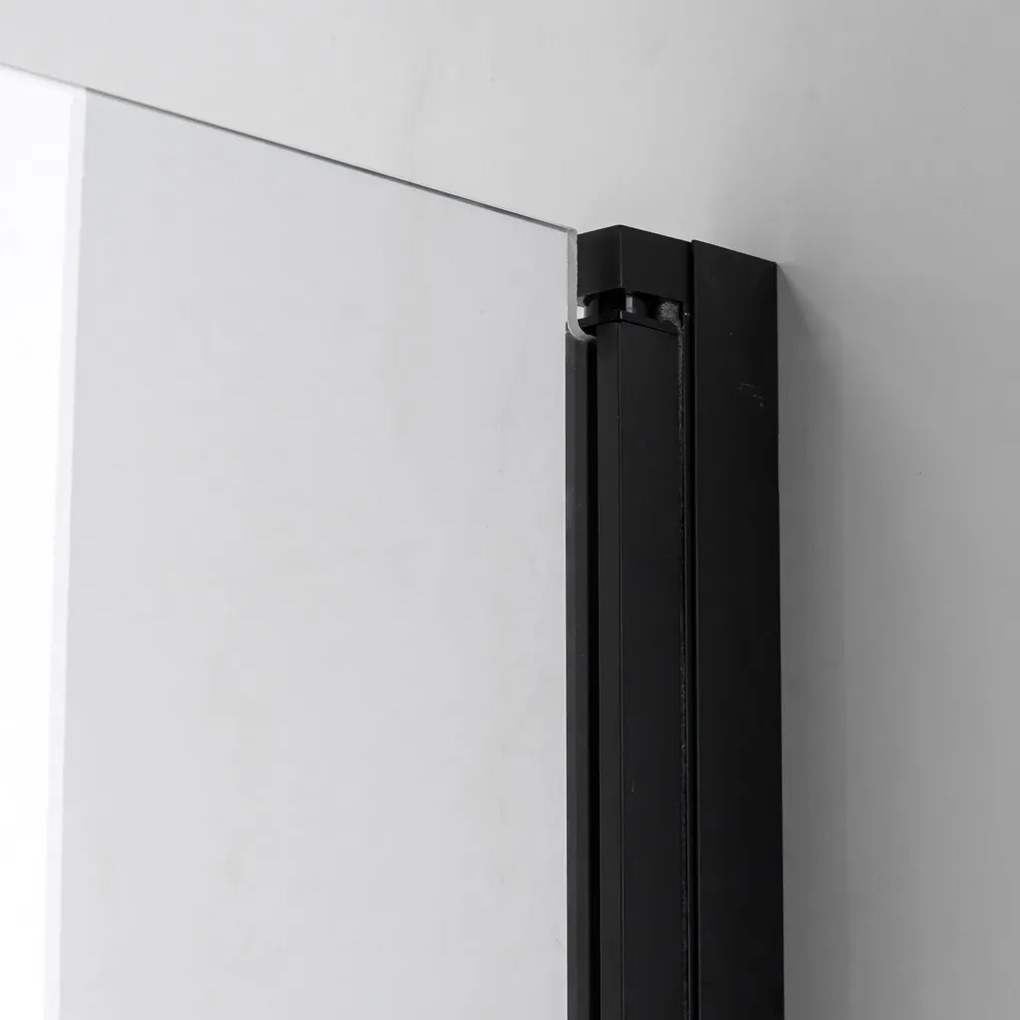 Stuxi Bari Big Black 160 cm széles kétszárnyú nyíló zuhanyajtó (80+80 cm), 6 mm vízlepergető üveggel, matt fekete profillal, 195 cm magas