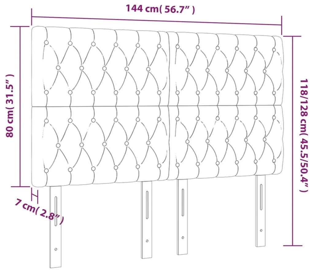 4 db sötétkék bársony fejtámla 72x7x78/88 cm