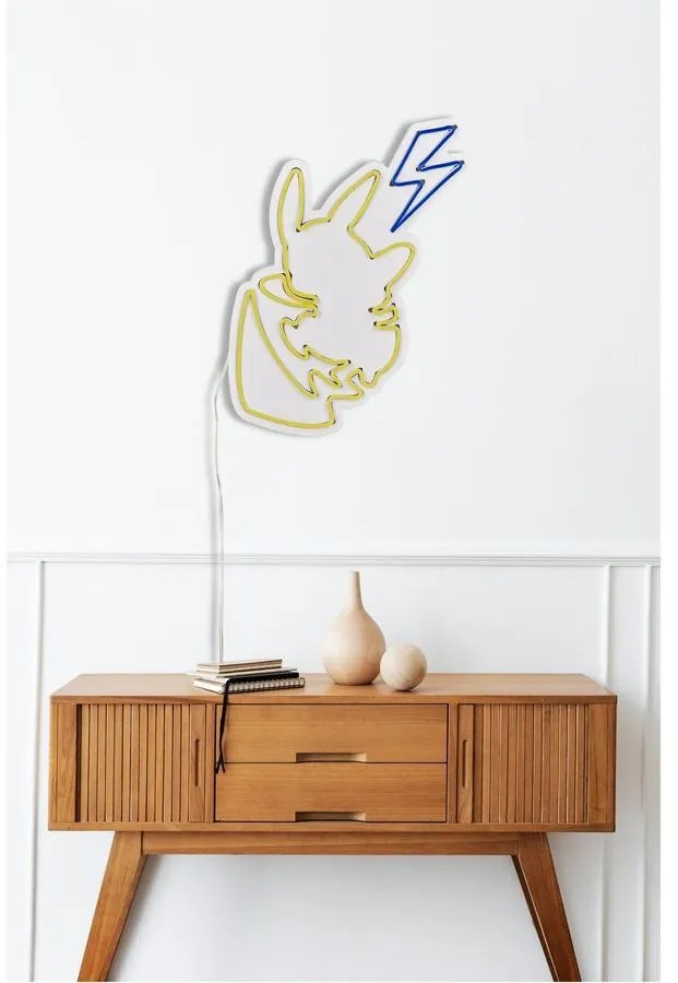 Műanyag LED-es fali dekoráció, Pikachu - Sárga Blue
