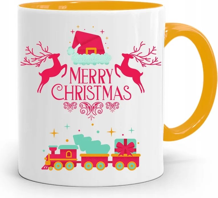 Sárga Karácsonyi Bögre Mikulásra, fényképes nyomtatással