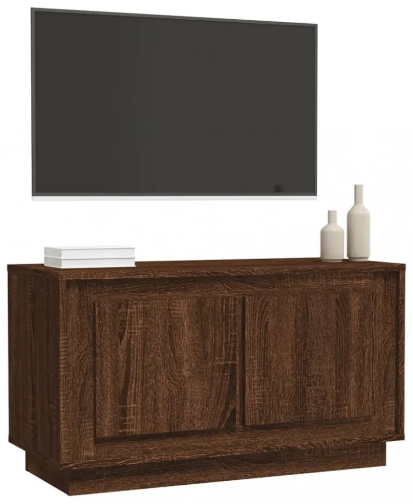barna tölgyszínű szerelt fa TV-szekrény 80x35x45 cm