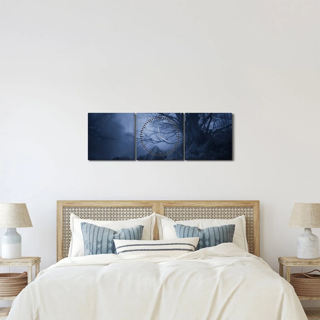 Egy sötét erdő képe (órával) (90x30 cm)