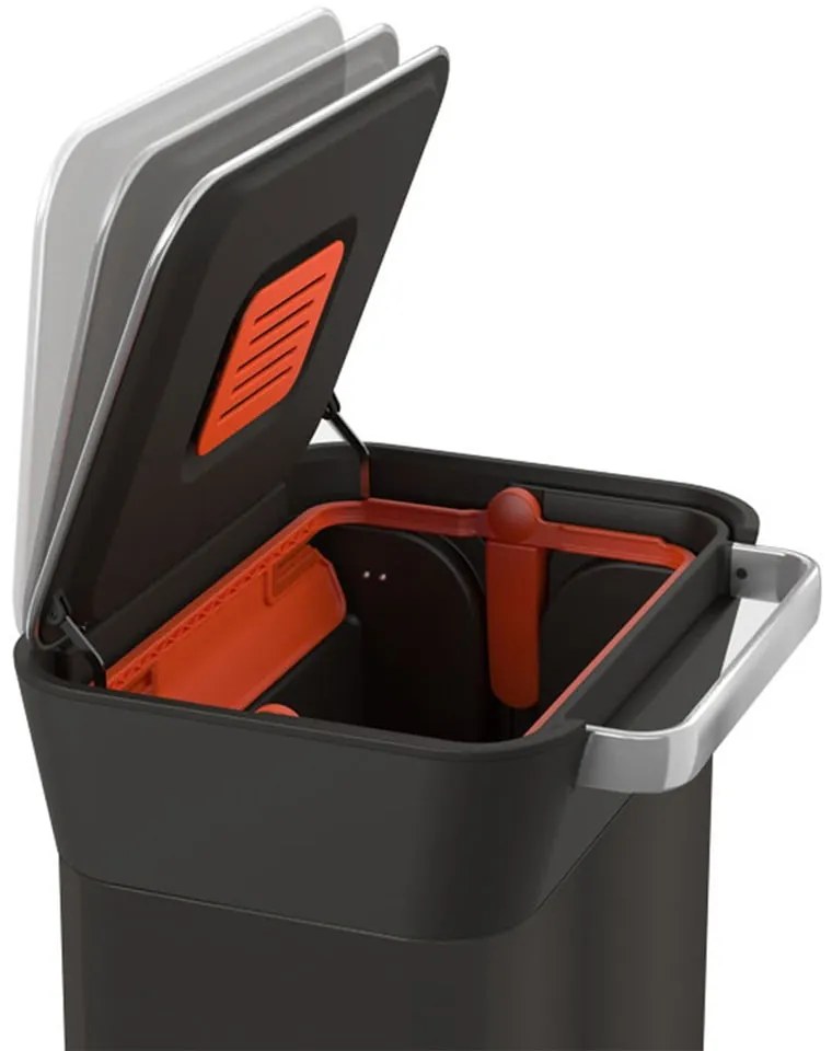 Fekete acél pedálos szemetes 30 l Titan – Joseph Joseph