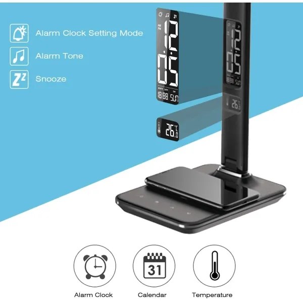 Immax 08965L-LED Dimmelhető lámpa vezeték nélküli töltéssel KINGFISHER 8,5W/230V fekete