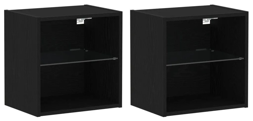 Lebegő Polc 2 db Fekete Tölgy 40x28,5x40 cm Mérnöki Fa