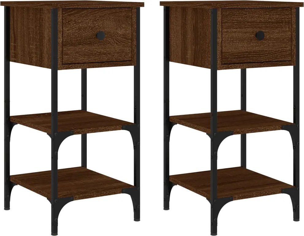 vidaXL 2 db barna tölgyszínű szerelt fa éjjeliszekrény 34x36x70 cm