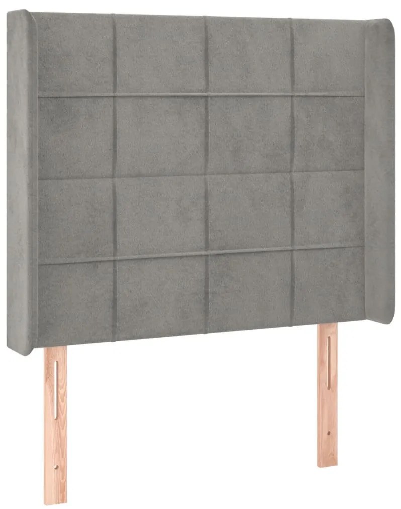 világosszürke bársony LED-es fejtámla 83x16x118/128 cm
