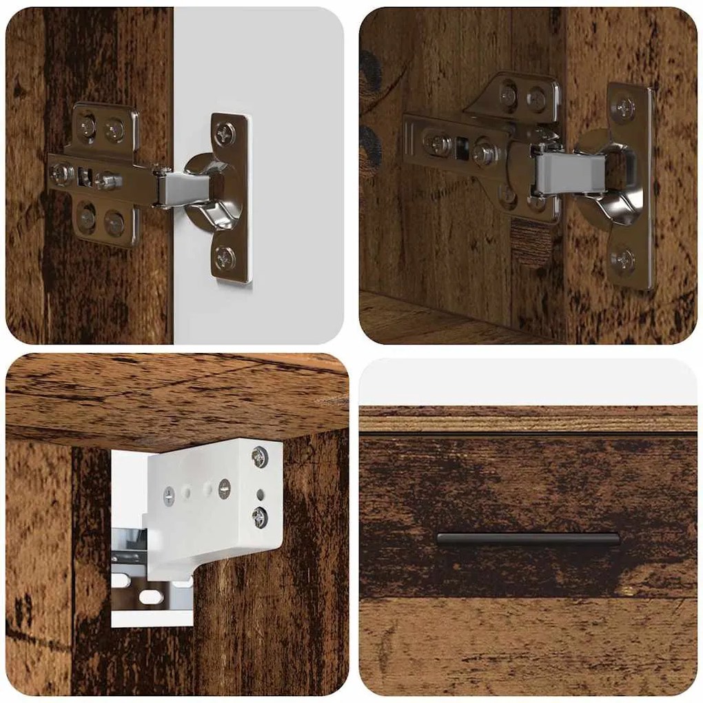 Fürdőszoba bútor szett 2 pcs Régi fa 76.5 x 35 x 64 cm Faanyag