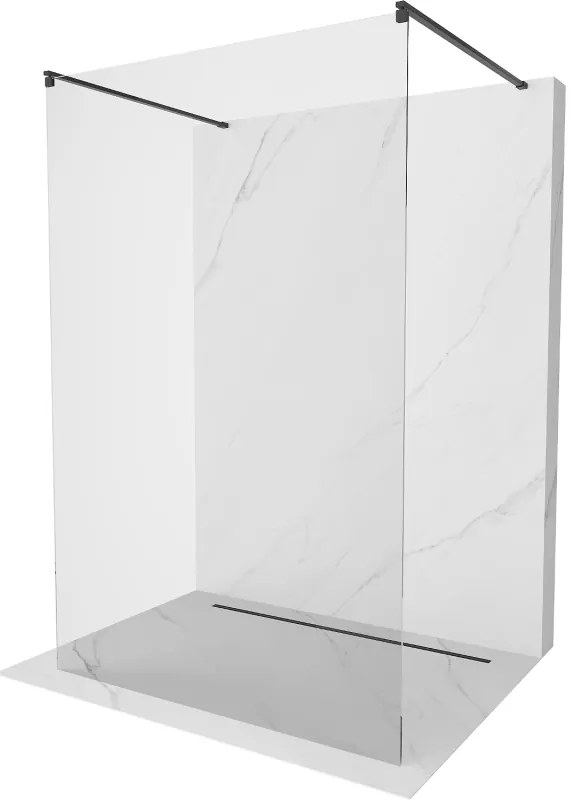 Mexen, Mexen Kioto ścianka przyszowa wolnostojąca Walk-in 125 x 200 cm, átlátszó 8 mm, fekete - 800-125-002-70-00