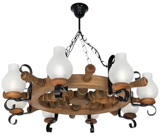 Brilagi - Csillár láncon TIMONA 8xE14/40W/230V bükkfa