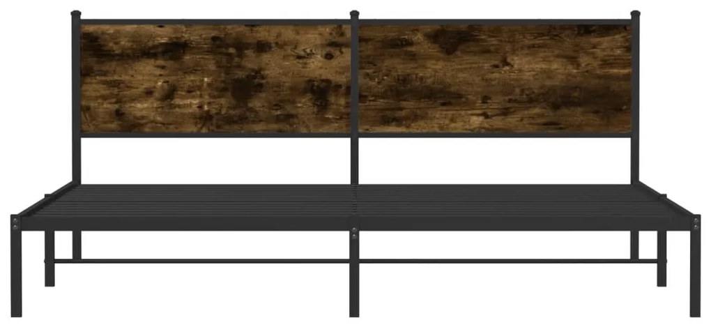 füstös tölgy színű fém ágykeret matrac nélkül 200 x 200 cm