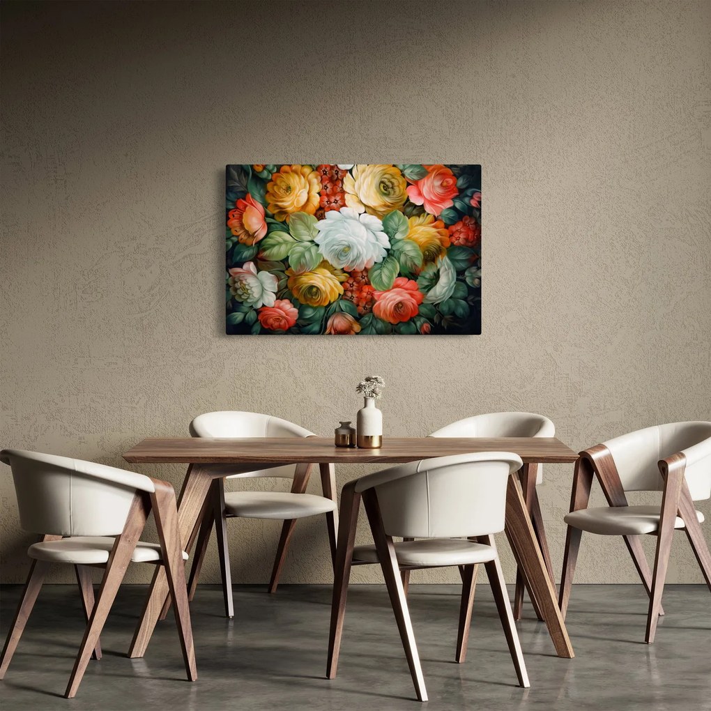A festett virágcsokor képe (90x60 cm)