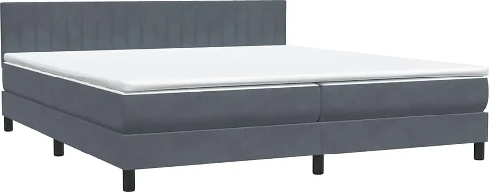 vidaXL sötétszürke bársony rugós ágy matraccal 180x210 cm