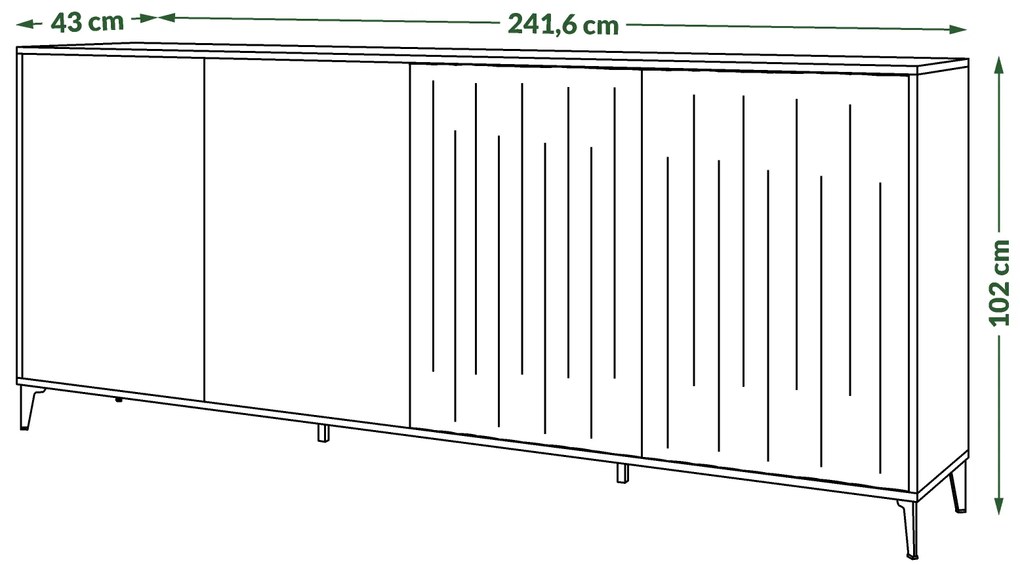 MAZZONI Gold Medal 2024 RIMINI K-242 Beige/Fekete Matt Komód - MODERN KOMÓD BORDÁZOTT ELŐLAPOKKAL