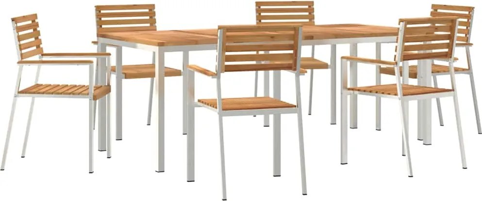 vidaXL Kert étkező szett 7 pcs Barna Tömör Teakfa