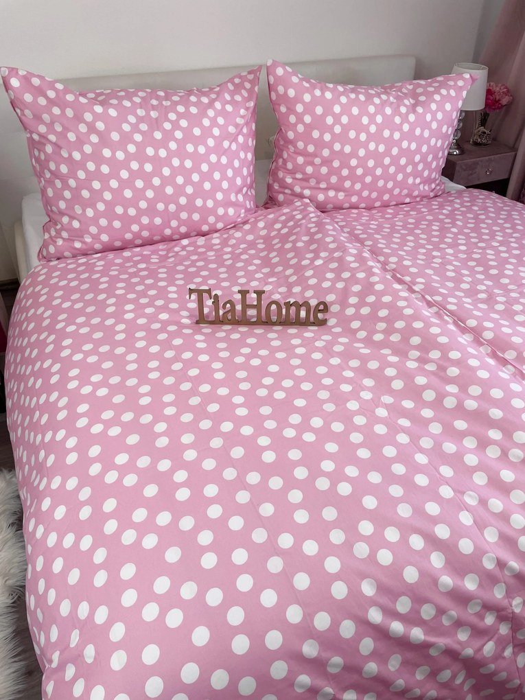 Pamut lepedők Dots rózsaszín TiaHome - Detský set 130x90cm + 65x45cm
