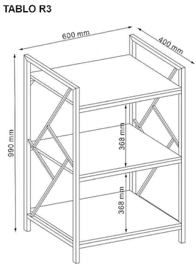 Tablo R3 99cm Könyvespolc Tölgy - Sötétbarna