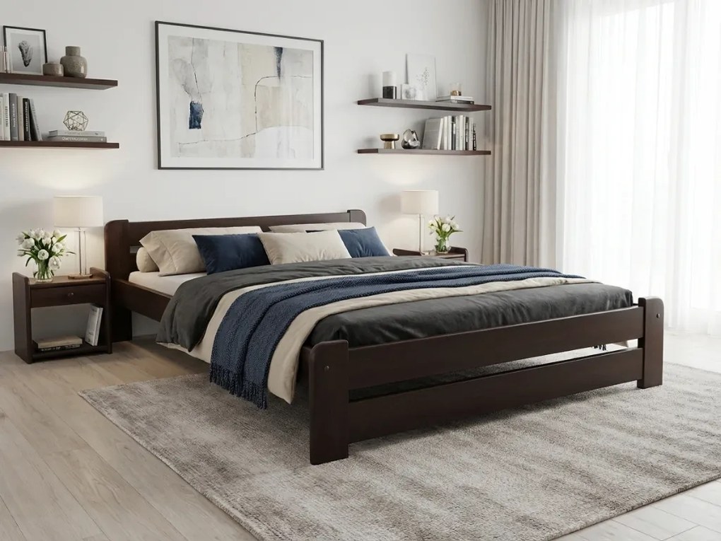 Laura ágy 180x200 cm, diófa Ágyrács: Léces ágyrács, Matrac: Sommera 18 cm matrac