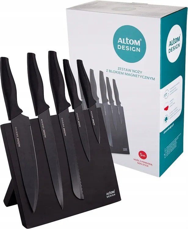 5 Db-os Konyhakés Szett Fekete Mágneses Altom Blokkban