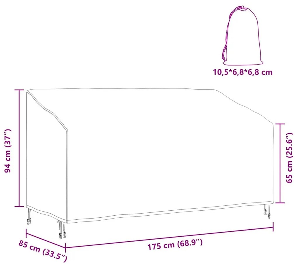 Kerti Pad Borító Fekete 175 x 85 x 65 / 94 cm 420D szövet