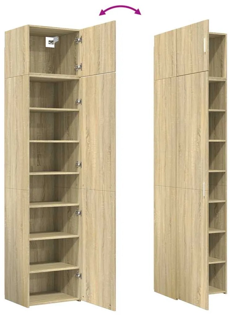 sonoma tölgy szerelt fa vékony tárolószekrény 50x42,5x225 cm