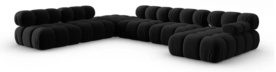 Fekete bársony kanapé 379 cm Bellis – Micadoni Home