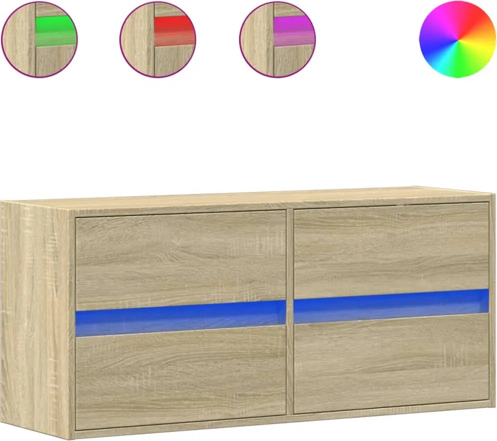 vidaXL sonoma tölgy színű fali TV-szekrény LED-ekkel 100x31x45 cm