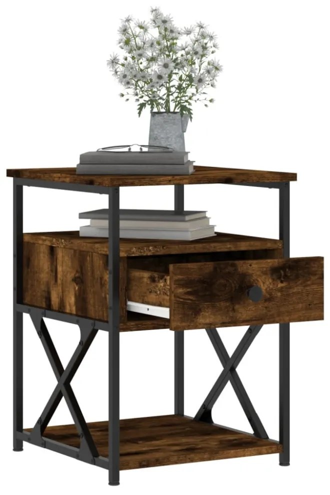 füstös tölgy színű szerelt fa éjjeliszekrény 40x42x55 cm