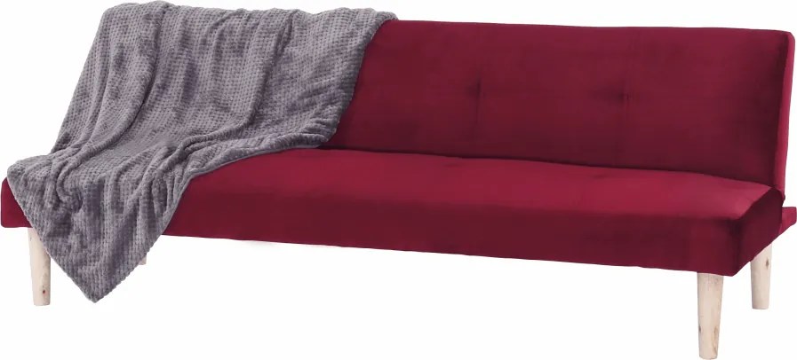 Kanapé széthúzhatós, bordó/tölgy, ALIDA