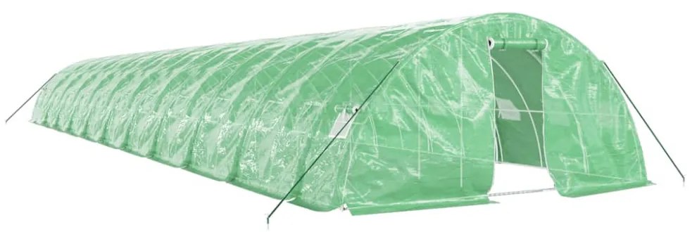zöld acélvázas melegház 110 m² 22 x 5 x 2,3 m